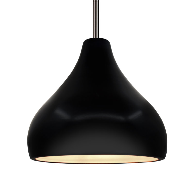 Luminaire suspendu à 1 lumière Meydan, Noir lustré, H 9,5 po x l 13,5 po x P 13,5 po, Nickel brossé