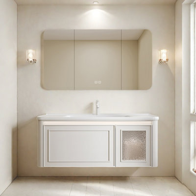 Armoire de salle de bain légère de luxe de style crème