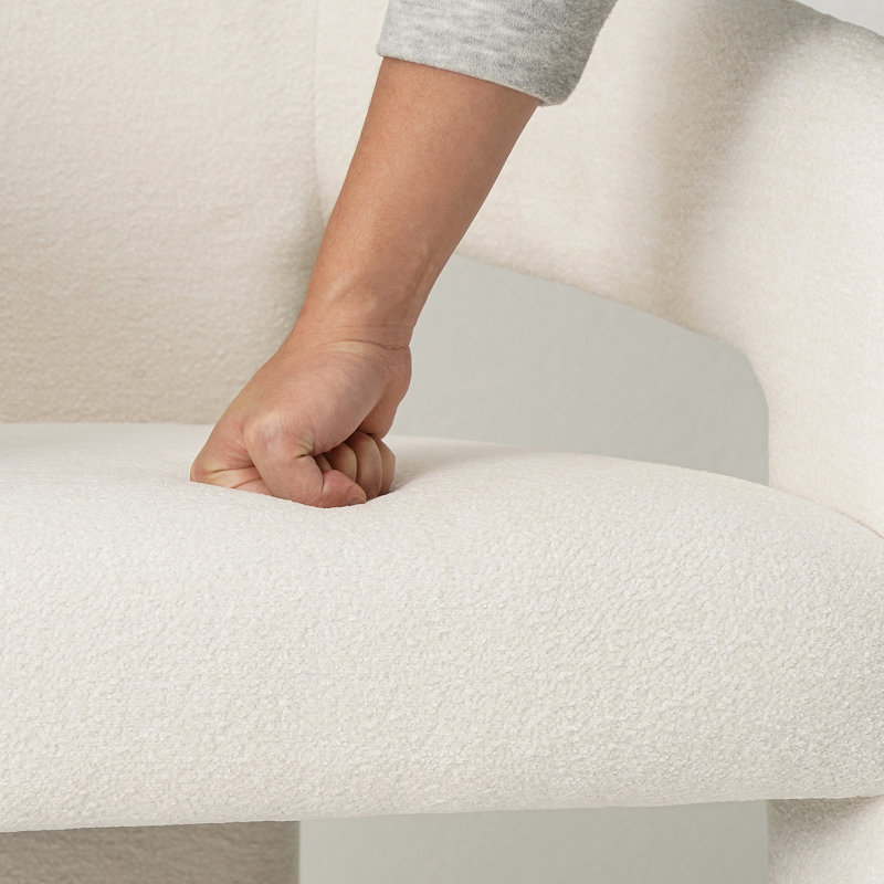 Upholstered Armchair, White Melangevelvet