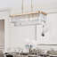 Chandeliers,Rectangular Crystal Chandelier Adjustable,E12 Modern Industrial Crystal Lights,Farmhouse Iron Ceiling Hanging Light For Kitchen Living Room Bedroom/Gold(Bulb Not Included)
