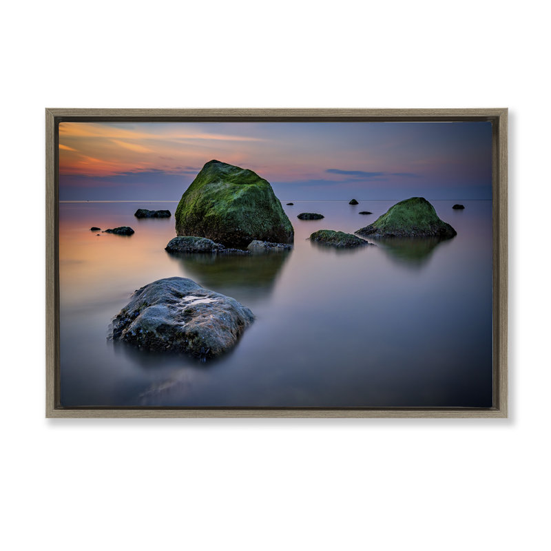 Mossy Rocks Protruding Sea Brown Framed Floater Canvas by Rick Berk, Cadre flottant orme Montalcino, H 17 po x l 25 po