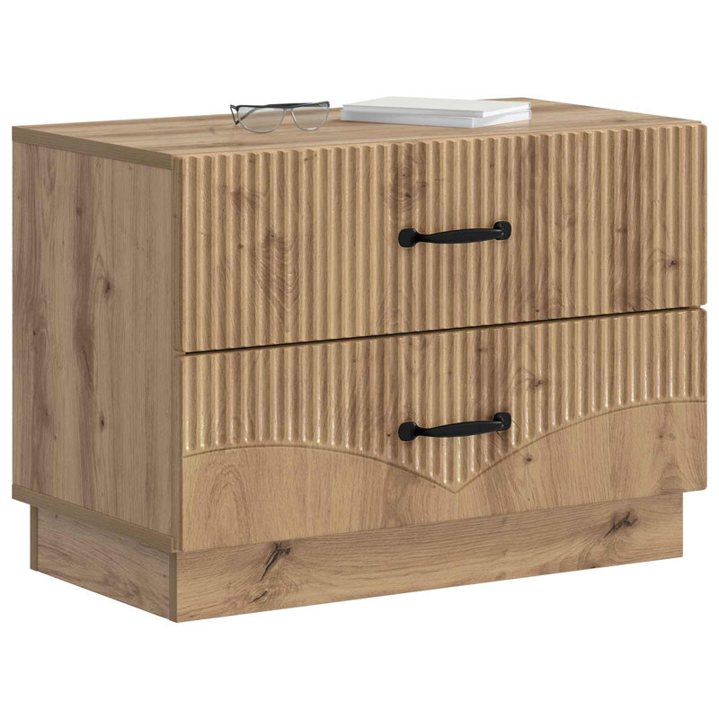 62cm W Manufactured Wood Bedside Table, Artisan Oak