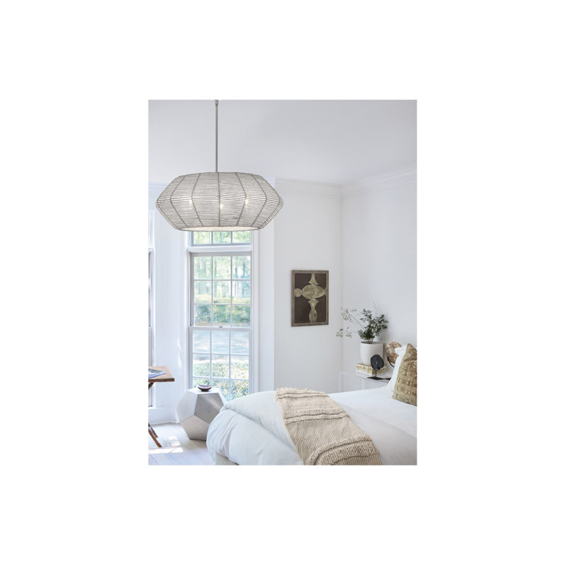 Ariza 3 - Light Steel Dimmable Kitchen Island Geometric Chandelier, Chrome, Natural/White