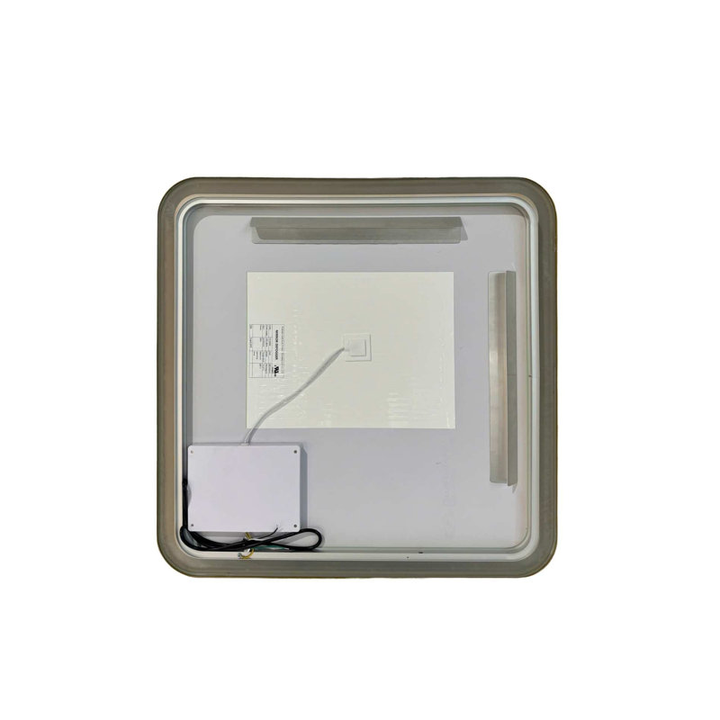 30 Inch Rectangle LED Front and Backlit Wall Mirror in Satin Gold, Satin Gold, 30" x 30"