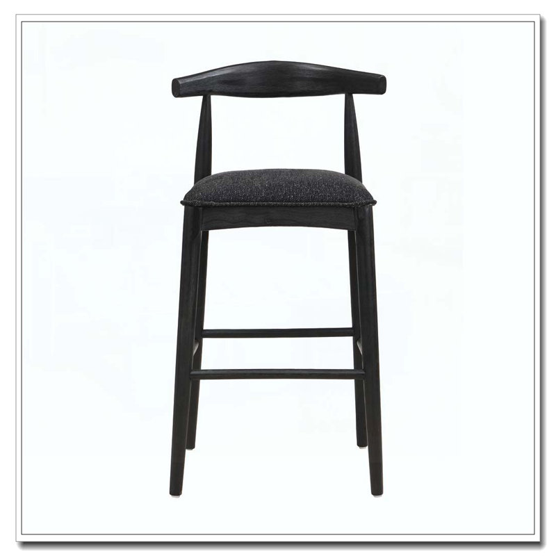 Tabouret de bar en bois, Noir, 30.5"