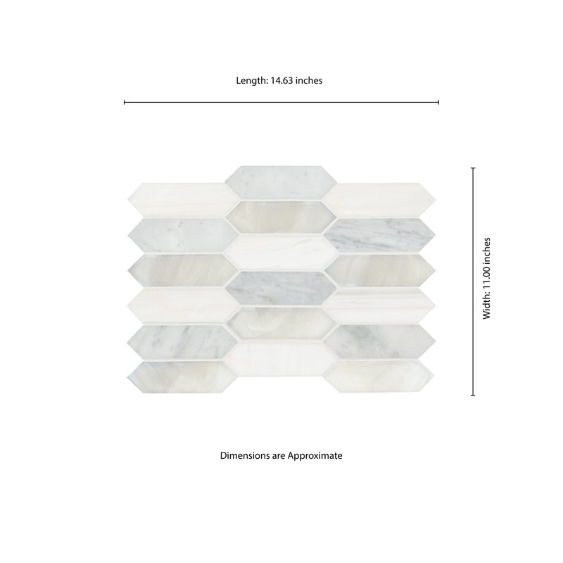 Sovereign Spire 10 in. x 14 in. Glass Stone Blend Mosaic Wall Tile