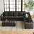 Shavera 7 - Piece Velvet Upholstered Sectional Sofa Large L shaped Livingroom Couch with Storage Ottoman-194781883