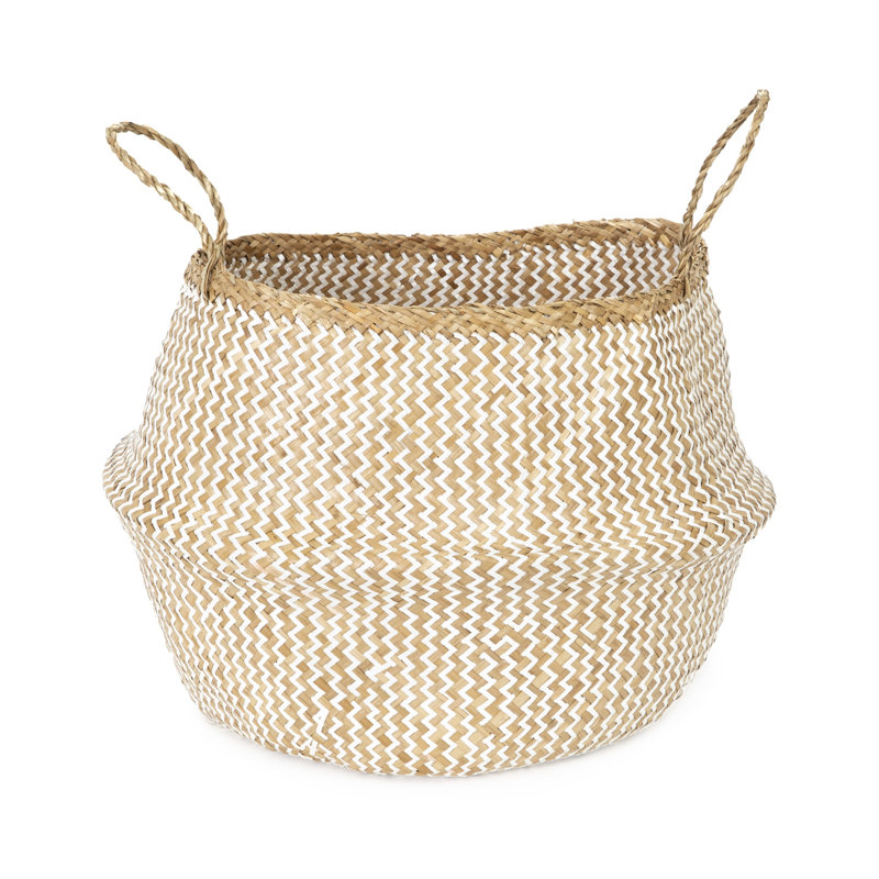 17 Stories Feddalat Wicker Box, White/Natural, 36cm H x 45cm W x 45cm D
