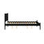 Lit plateforme moderne en bois noir Mid-Century pleine grandeur, pieds ronds fuselés, structure, ensemble de lattes, fabrication sans sommier, nécessaire pour la circulation de l'air,