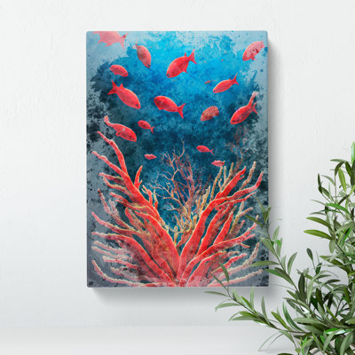 XC1022-2074X Fish By The Coral Reef - Wrapped Canvas Print