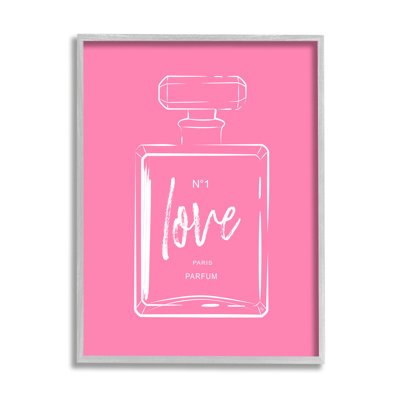 «Casual Glam Perfume Bold Pink Love Calligraphy» par Martina Pavlova - cadre flottant, impression sur toile