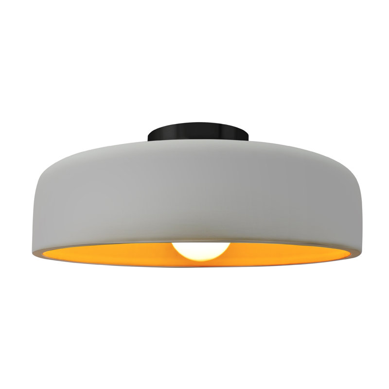 Plafonnier semi-encastré Radiance, Blanc mat / or champagne, Noir mat, H 6,5 po x l 16 po x P 16 po