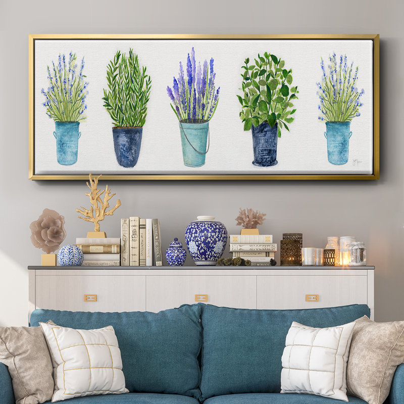 Herbes dans une rangée - toile encadrée, H 20 po x l 50 po