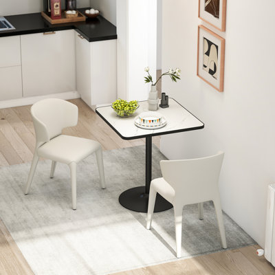 Dining Table for 4, Modern Kitchen Table with Marble Effect Tabletop
