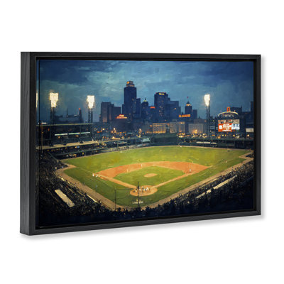 Cadre flottant Baseball Stadium at Night, design par Arlington Prints