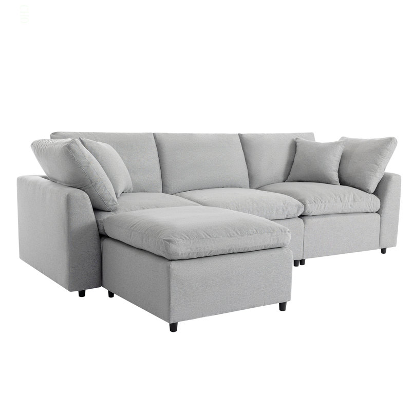 Down Filled Upholstery Convertible Sectional Sofa, L Shaped Couch With Reversible Chaise