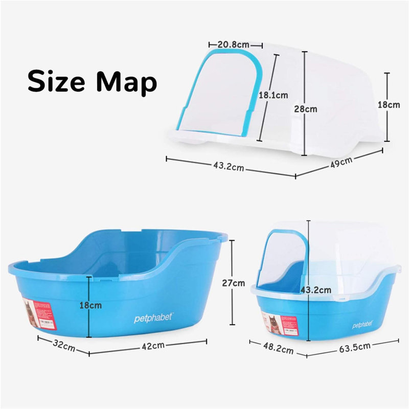 Jumbo Hooded Cat Litter Box, Blue