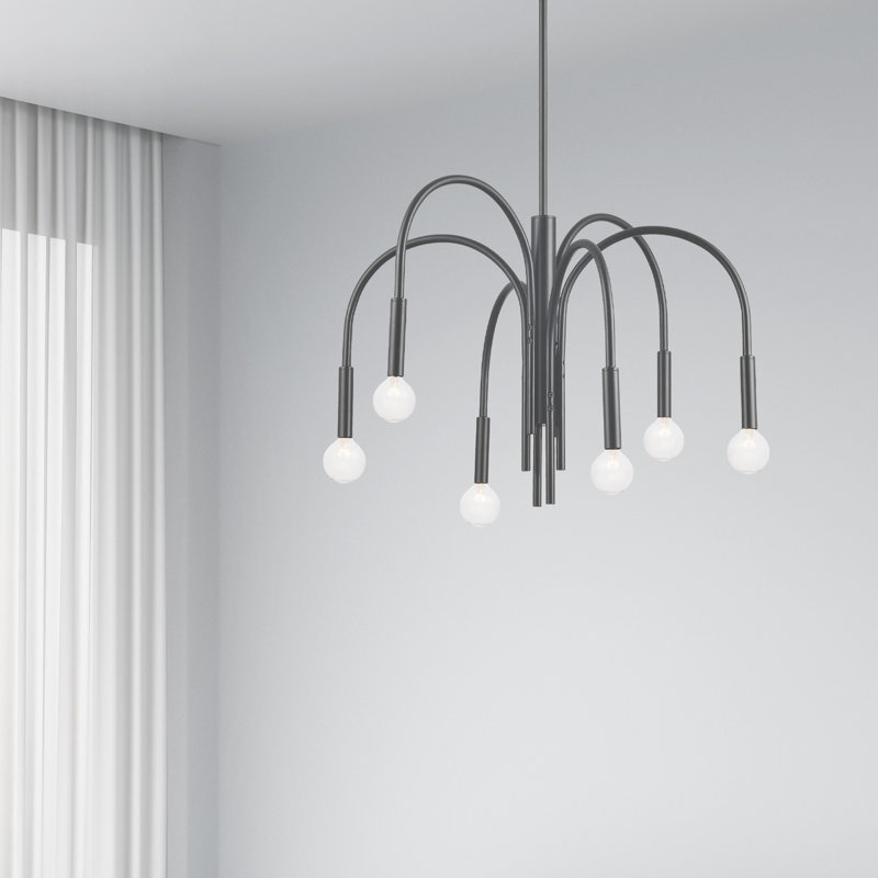 Lustre classique / traditionnel à 6 lumières de style bougie Tilen, Noir