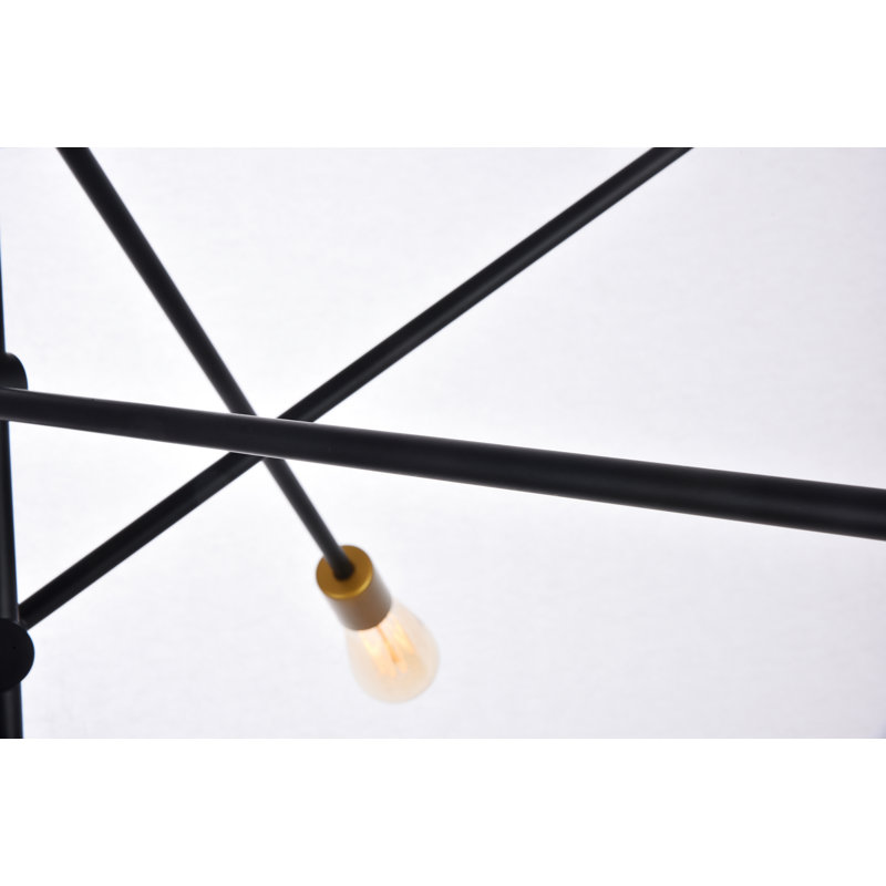 Whelchel 6-Light Dimmable Sputnik Chandelier, 82" H x 55" W x 55" D, Black/Brass