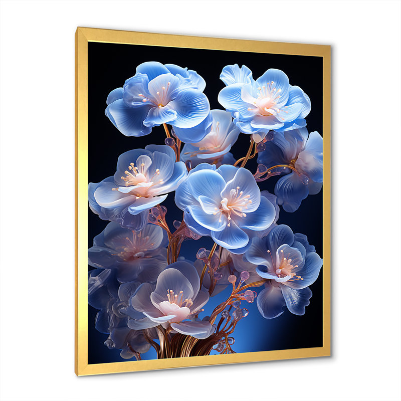 Minuit Indigo Pansy Wonders I, H 40 po x l 30 po x P 1,5 po, Cadre doré simple