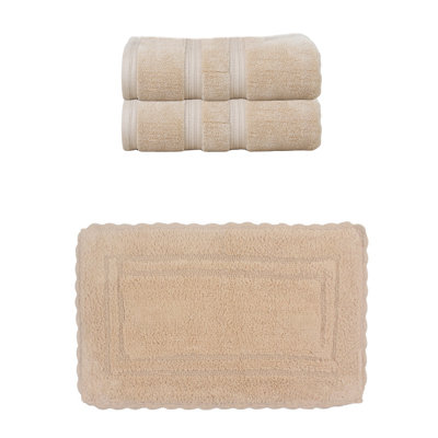 Colson 100% Soft Cotton 8 Pc Bath Towel Set & 1 Pc Bath Rug, (Set of 9), Ivory