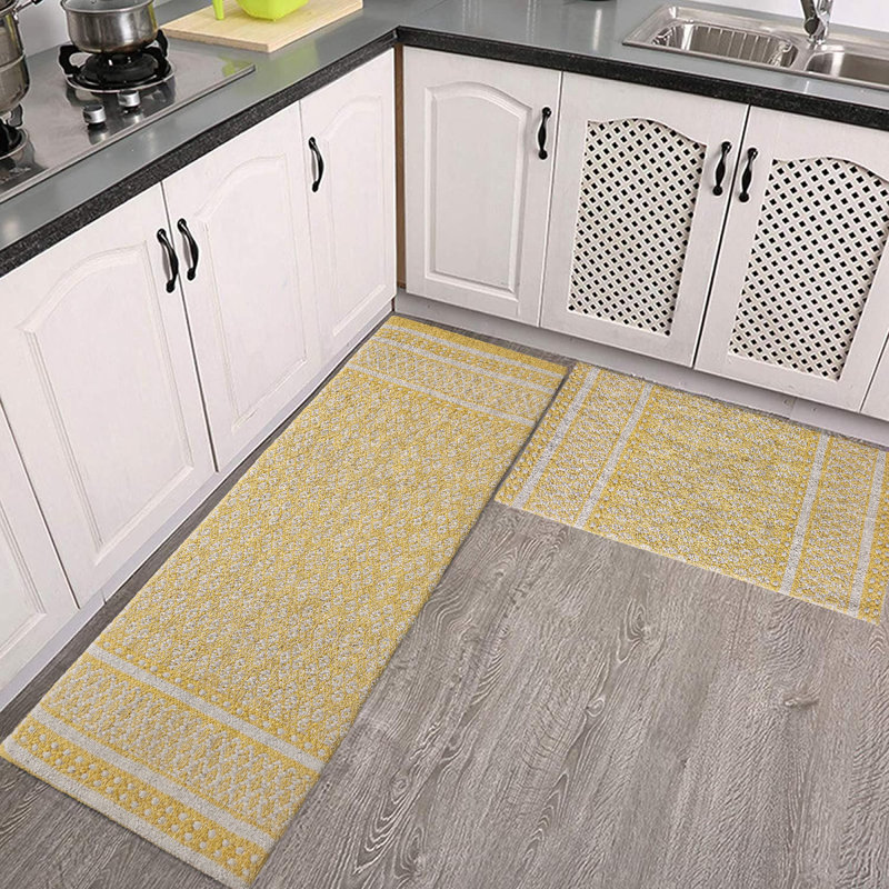 Labannah Non-Skid Kitchen Mat, Mustard