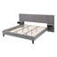 Lit plateforme très grand avec tête de lit, lit plateforme tapissier en velours moderne avec 2 tables de chevet, capitonné à motif de losanges, gris