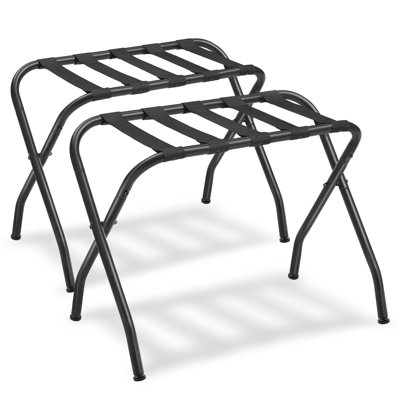 Luggage Rack, Pack Of 2, Luggage Racks For Guest Room, Suitcase Stand, Steel Frame, Foldable, For Bedroom, Black