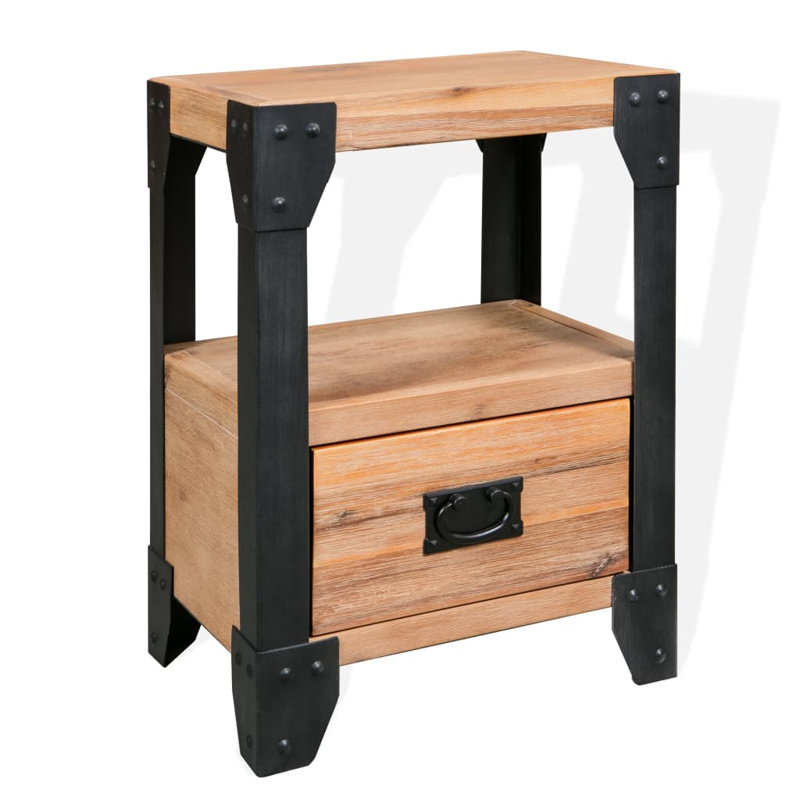 Table de chevet avec compartiment et table de chevet en bois d'acacia massif