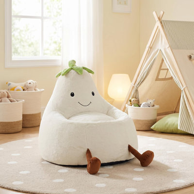 kids Cartoon Eggplant Bean Bag Chair with Washable Cover for Kids Room