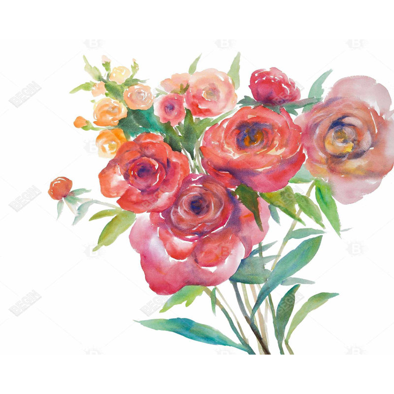 Aquarelle bouquet de fleurs - Toile florale pour la décoration intérieure
