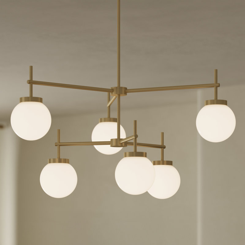 Rigsby Six-Light Brushed Gold Two-Tier Chandelier, Brushed Gold