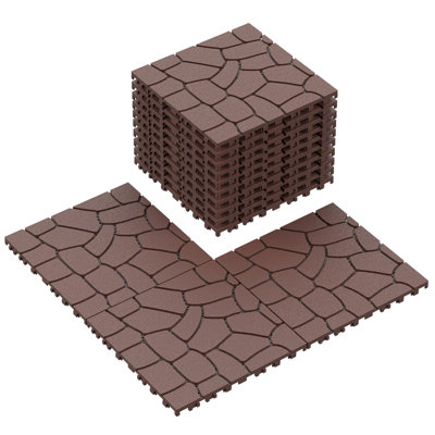 12'' L X 12'' W New Stone Texture Plastic Interlocking Deck Tile,44Pcs Included