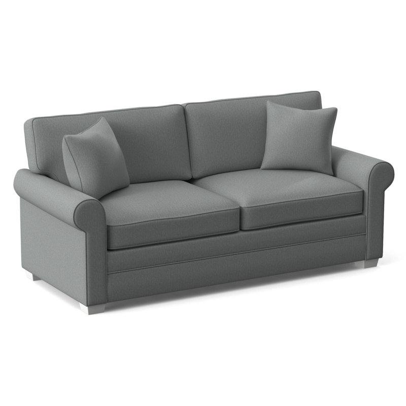 Bedford Upholstered 86'' Sofa, Frost White Finish, Light Blue Performance Fabric; 0851-55