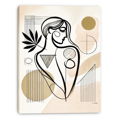 «Geometric Muse», art mural sur toile - Conception abstraite de lignes féminines