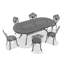 Ensemble de salle à manger élégant en aluminium, cadre noir 7 pièces, charme extérieur
