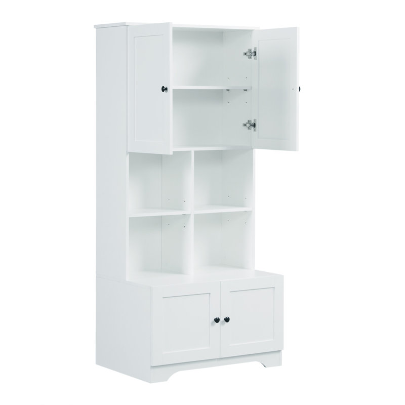 Armoire de rangement haute et large pour salle de bain, Blanc