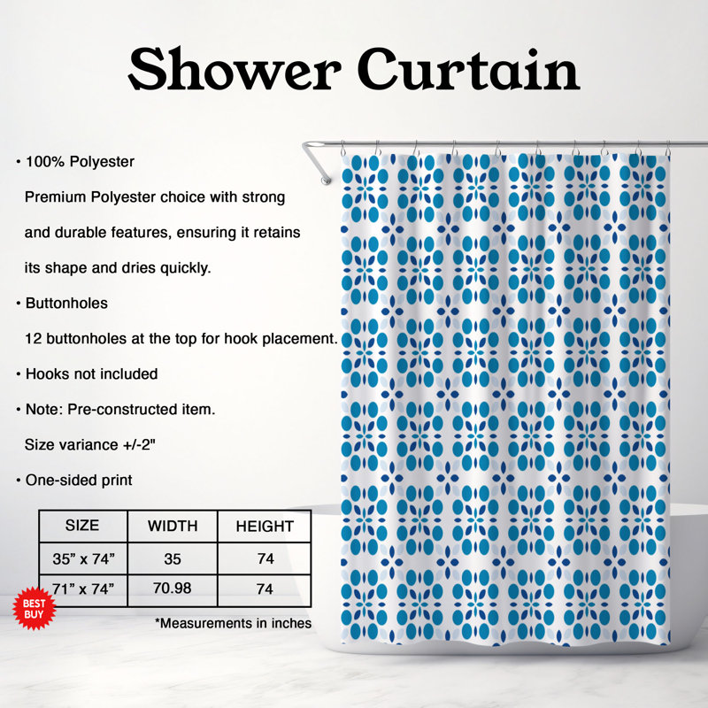 Motif géométrique - Rideau de douche Premium, H 74 po x l 71 po