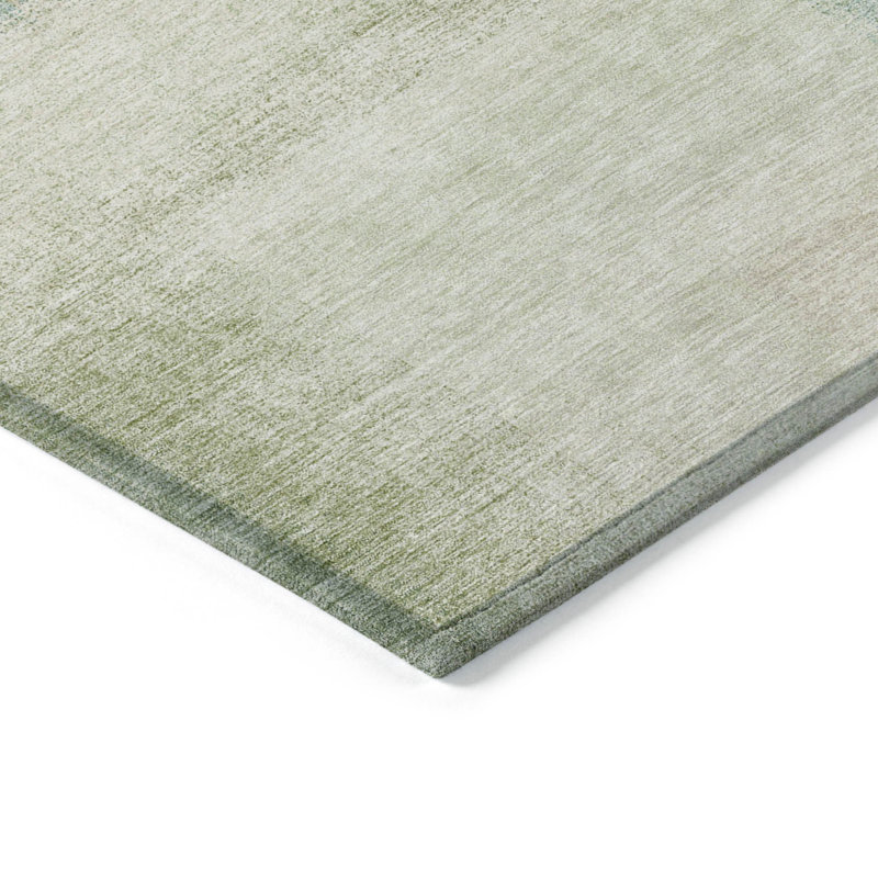 Tapis d'extérieur lavable abstrait 3 pi x 5 pi vert et beige artichaut