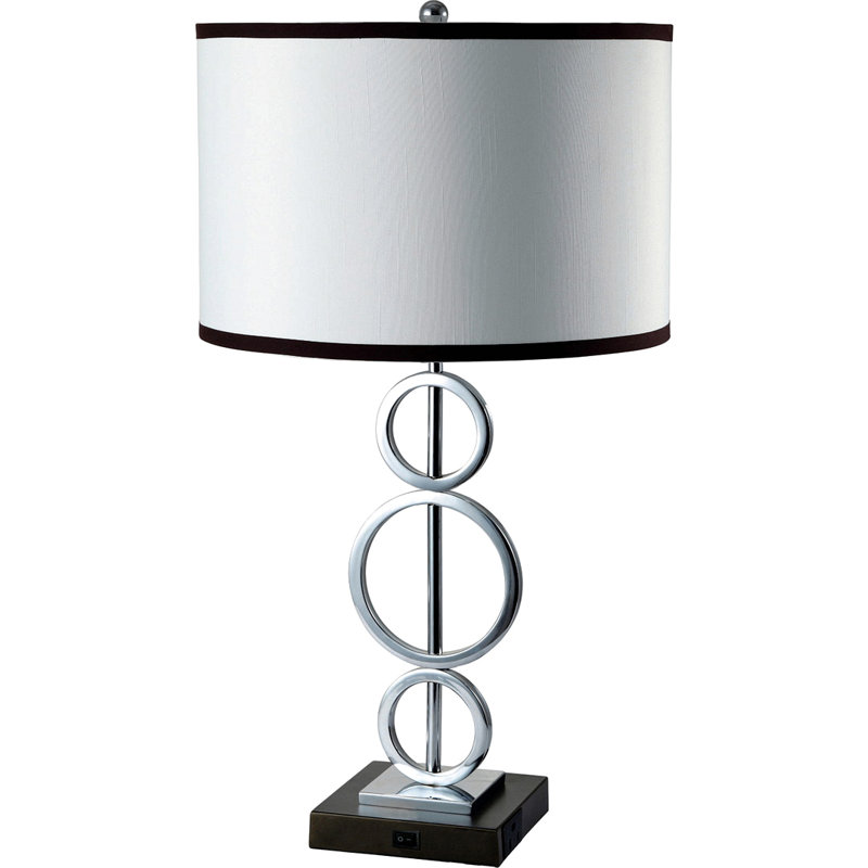 29" Tall Metal Table Lamp With Silver Finish, Ring Style