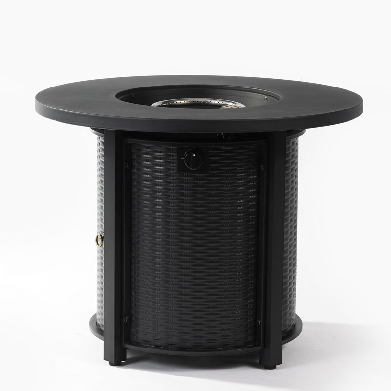 32Inch Steel Fire Table With Adjustable Flame Height, Customize Your Outdoor Experience Round Pit In Steel, Versatile For Entertainment