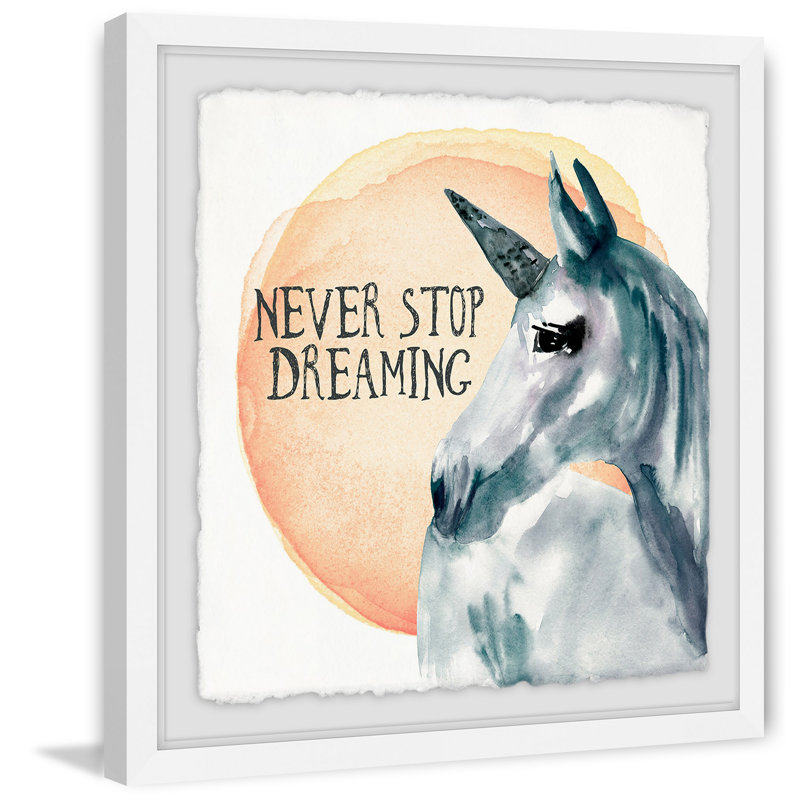 «Never Stop Dreaming», reproduction encadrée, H 32 po x l 32 po x P 1,5 po, Cadre blanc