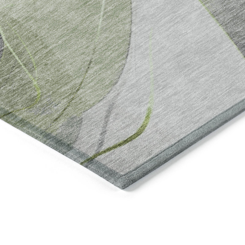 Machine Washable Indoor/Outdoor Cinead ACN1668 Aloe Rug, Rectangle 10' x 14'