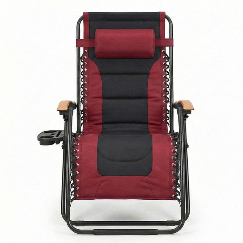 Chaise inclinable zéro gravité avec coussin, Noir / Rouge