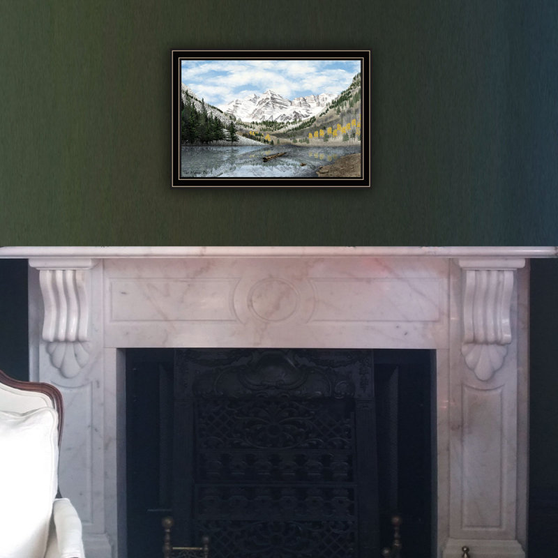 «Trendy Decor 4U The Maroon Bells», art mural noir encadré pour le salon, H 14,11 po x l 20,11 po, Noir