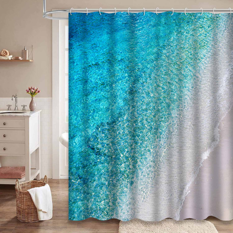 Rideau de douche avec 12 crochets Blue Water, L 72 po x l 78 po