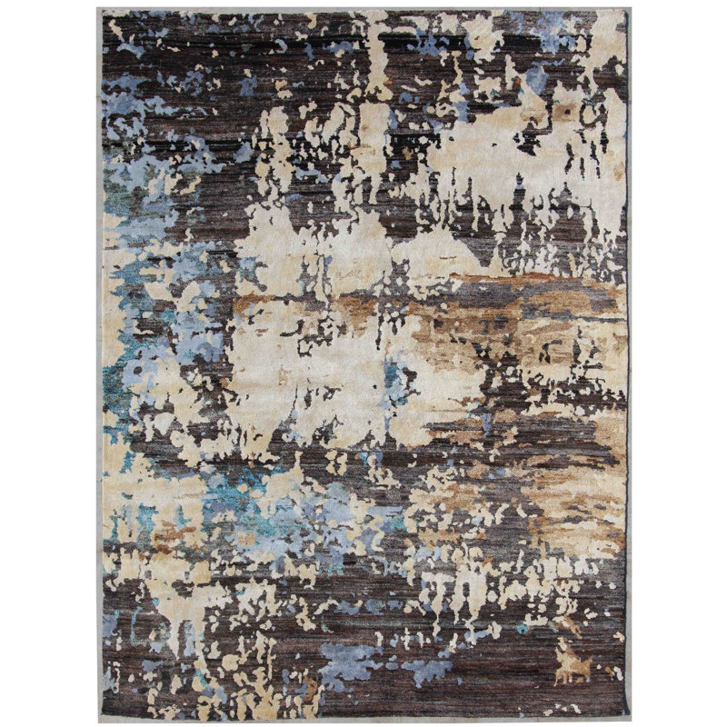 Rectangle 181 cm x 244 cm Geometric Hand Knotted Area Rug