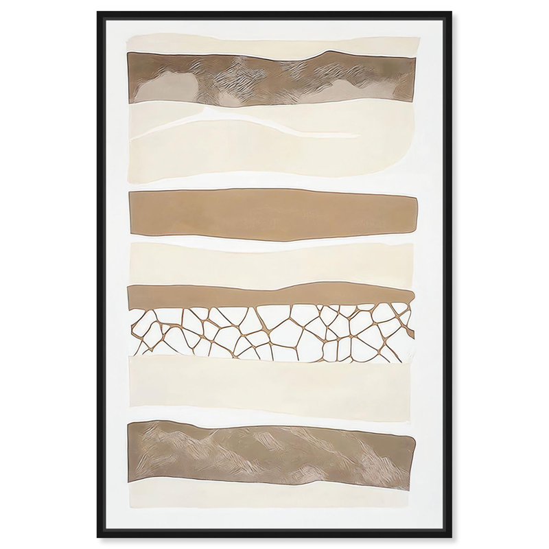 Art texturé bohème relief Rift II , Cadre flottant noir, H 16 po x l 11 po