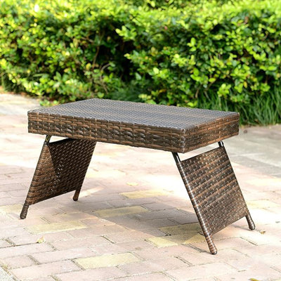 Table portative pliante en osier, brun, table