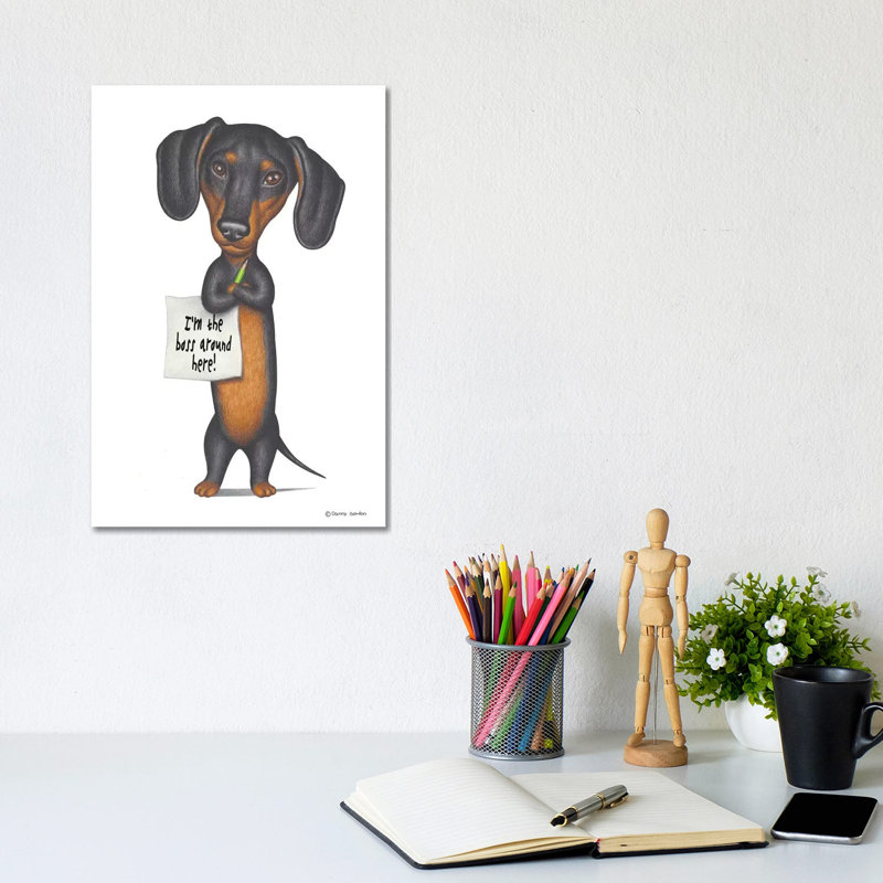 Dachshund I'm The Boss by Danny Gordon - Wrapped Canvas Print, 20.32 cm H x 30.48 cm W